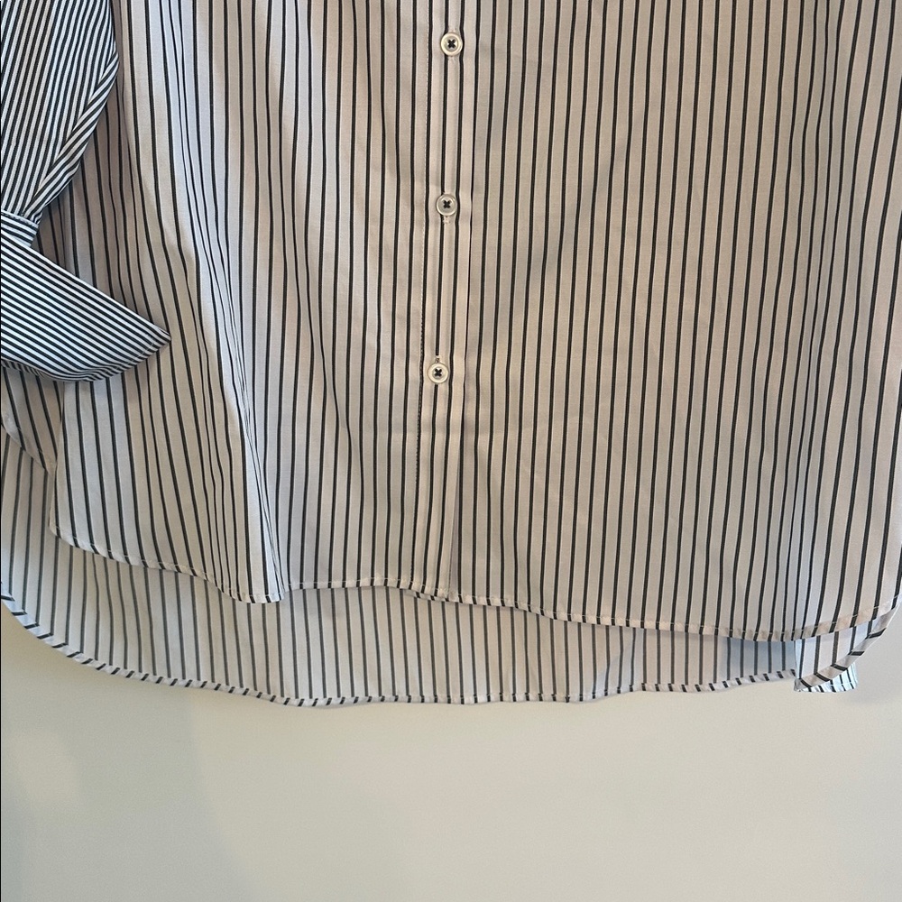 THEO The Label Striped Button-Down Shirt in Black and White sz LRG - Picture 5 of 8
